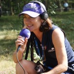 Wendy Hoad in actie op de Hilversumsche golfbaan als Arrow Jazz Golf Rad...