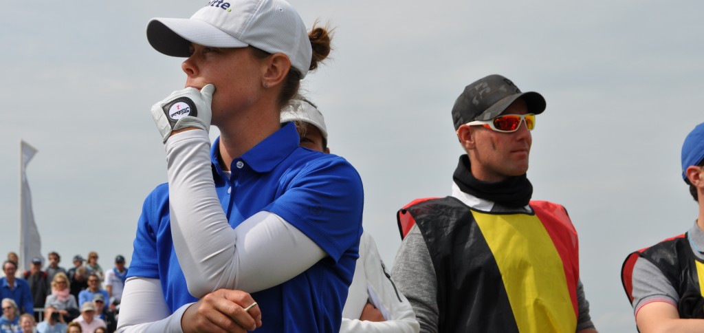 DSC_0300 Christel Boeljon in serious thought on the 1st tee